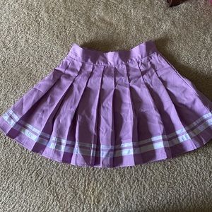purple striped pleated skirt